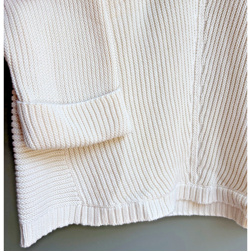 New CHARTER CLUB Cream Cotton Sweater XXL Slouchy Knit V-Neck Minimalist Neutral - Picture 4 of 10